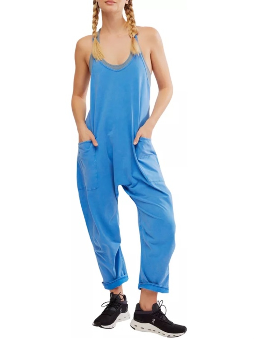 FP Movement by Free People Sky Blue Relaxed Strap Romper Jumpsuit